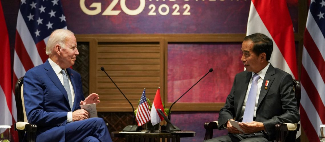 U.S. President Joe Biden meets with Indonesia President Joko Widodo ahead of the G20 summit in Bali, Indonesia, November 14, 2022.  REUTERS/Kevin Lamarque